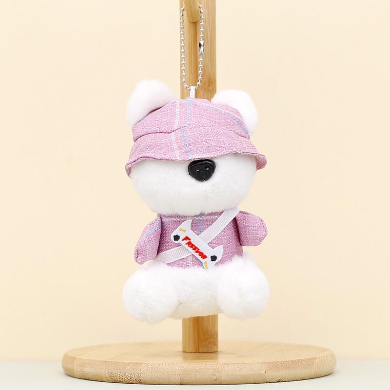 Soft Plush Puppy Keychain Lovable Short-haired Stuffed Animal Bag Charm
