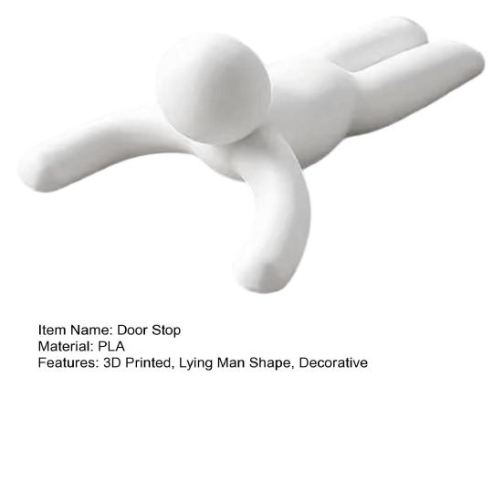 3D Printed Lying Man Doorstop, Decorative Door Stopper Wedge, Anti-slip No Drilling Doorstop for Carpet Tile Concrete Wooden Floor
