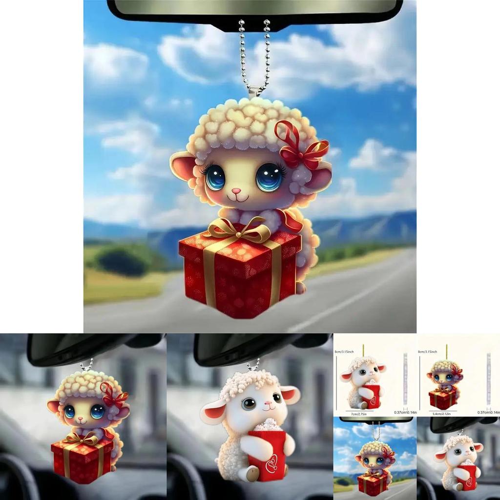Charming Acrylic Christmas Sheep Pendant Ideal For Holiday Car Mirror Decoration