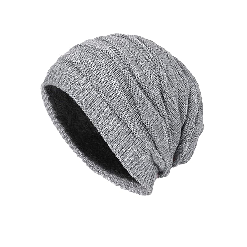 

[JoveJek] knit hat beanie cap winter men s large size knit cap Deeper Fleece lining warm beanie hat bike Fluffy Thick Plain color commute Commuting to