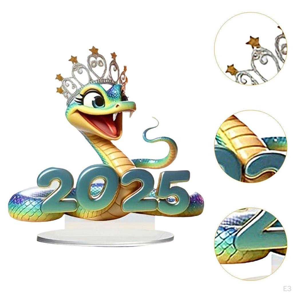 Year of The Snake Acrylic Sign Chinese Lunar Decoration Artwork Desktop Ornament for