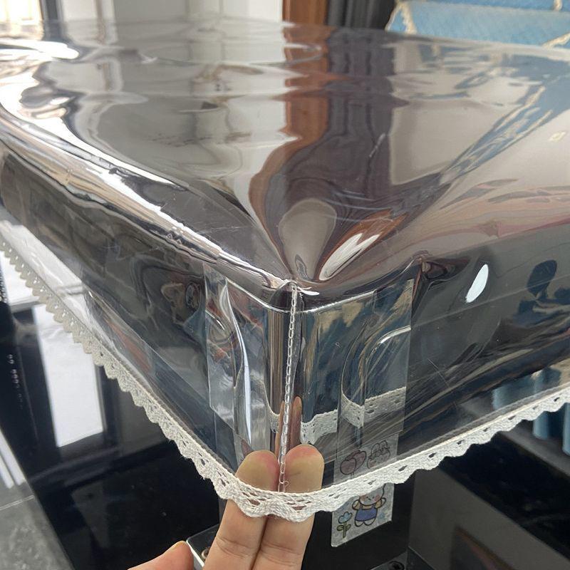 Transparent Fire Pit Cover & Tablecloth – Soft Glass Electric Stove Cover, Leather Case, Table Cover 60x60cm Square Cover