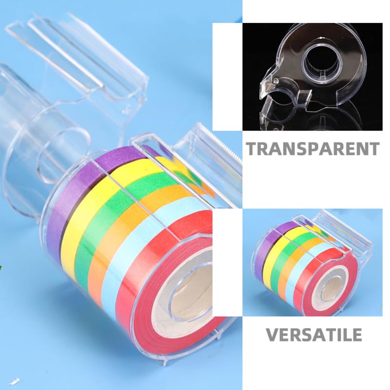 LALAFINA Tape Set of Transparent Acrylic Tape for Masking Tape and Cellophane Office Serrated Blade Cutter, 2, Dispenser, Stylish, Tape, Desktop,