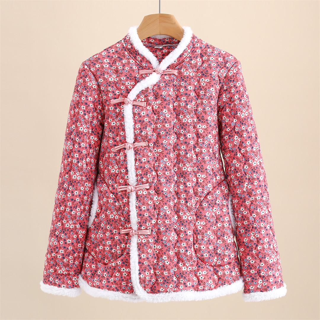 

Женский зимний хлопковый жилет с цветочным принтом и пуговицами-лягушками 2XL (Suitable for 105-120 lbs)