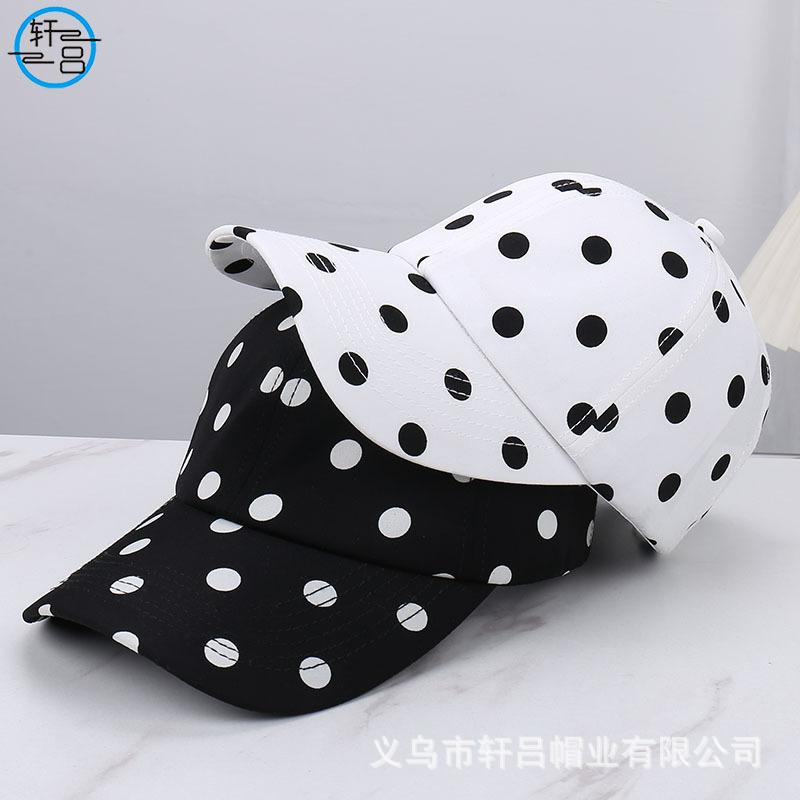 Japanese Xiaoxiangfeng Polka Dot Baseball Cap Spring And Summer Big Head Circle Show Face Small Fashion Versatile Shade Cap