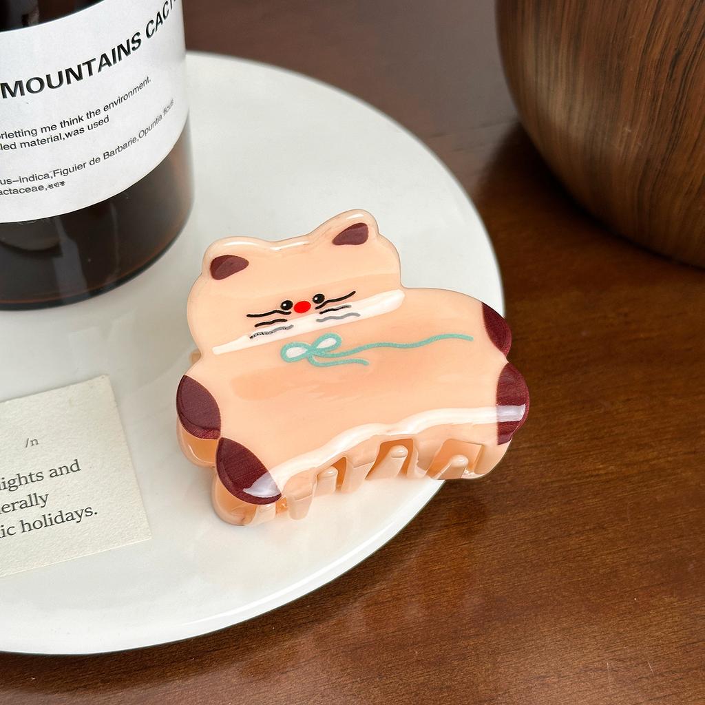 Cute Versatile Bear And Rabbit Acrylic Printed Cartoon Hair Clips For Girls