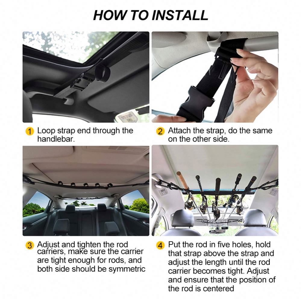 Baiyuheng Convenient Car Fishing Rod Saver Vehicle Rod Carrier Band Rod Holder Belt Strap