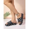 Women's Shoes Summer New Slope Heel Thick Sole Beach Outerwear Plaid Denim Slippers