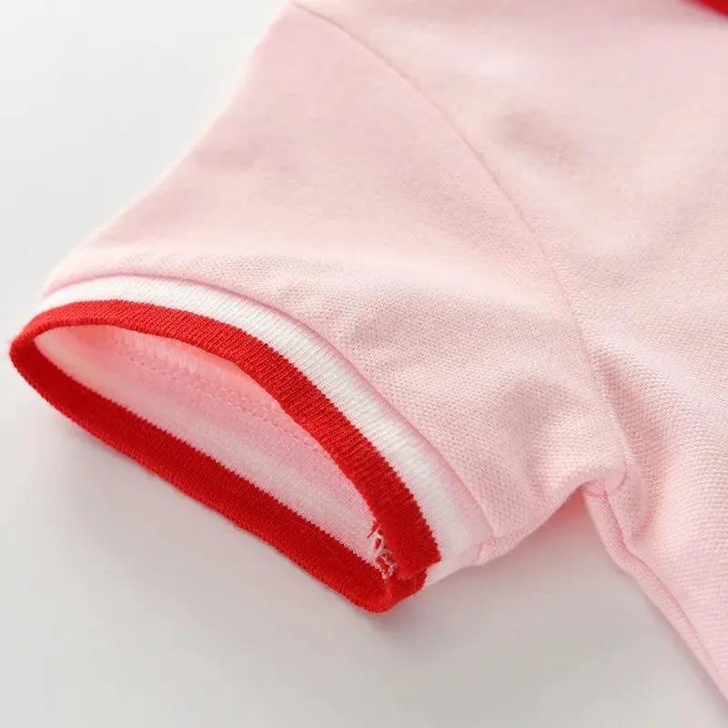 Dívčí šaty z čisté bavlny s krátkým rukávem, dětská letní móda, polokošile, dětská sukně