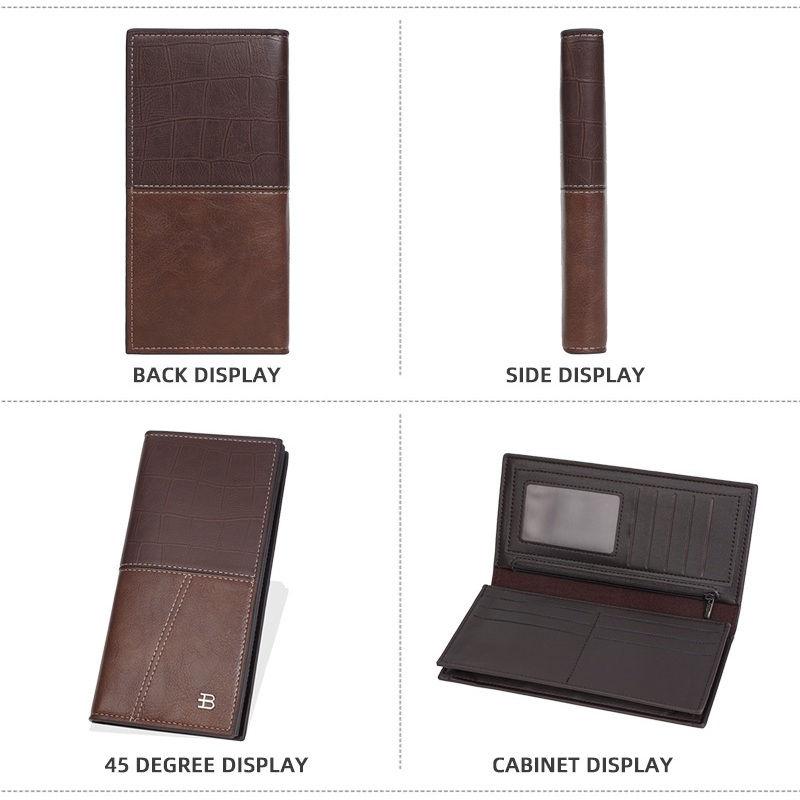 Baellerry RFID Anti Theft Protection Card Holder for Men Vintage Design Long Wallets Business Zipper Money Pack Purse