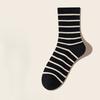 Female Spring and Summer Thin Stripe Sweat Absorbent Deodorant Boneless Moon Tube Cotton Socks