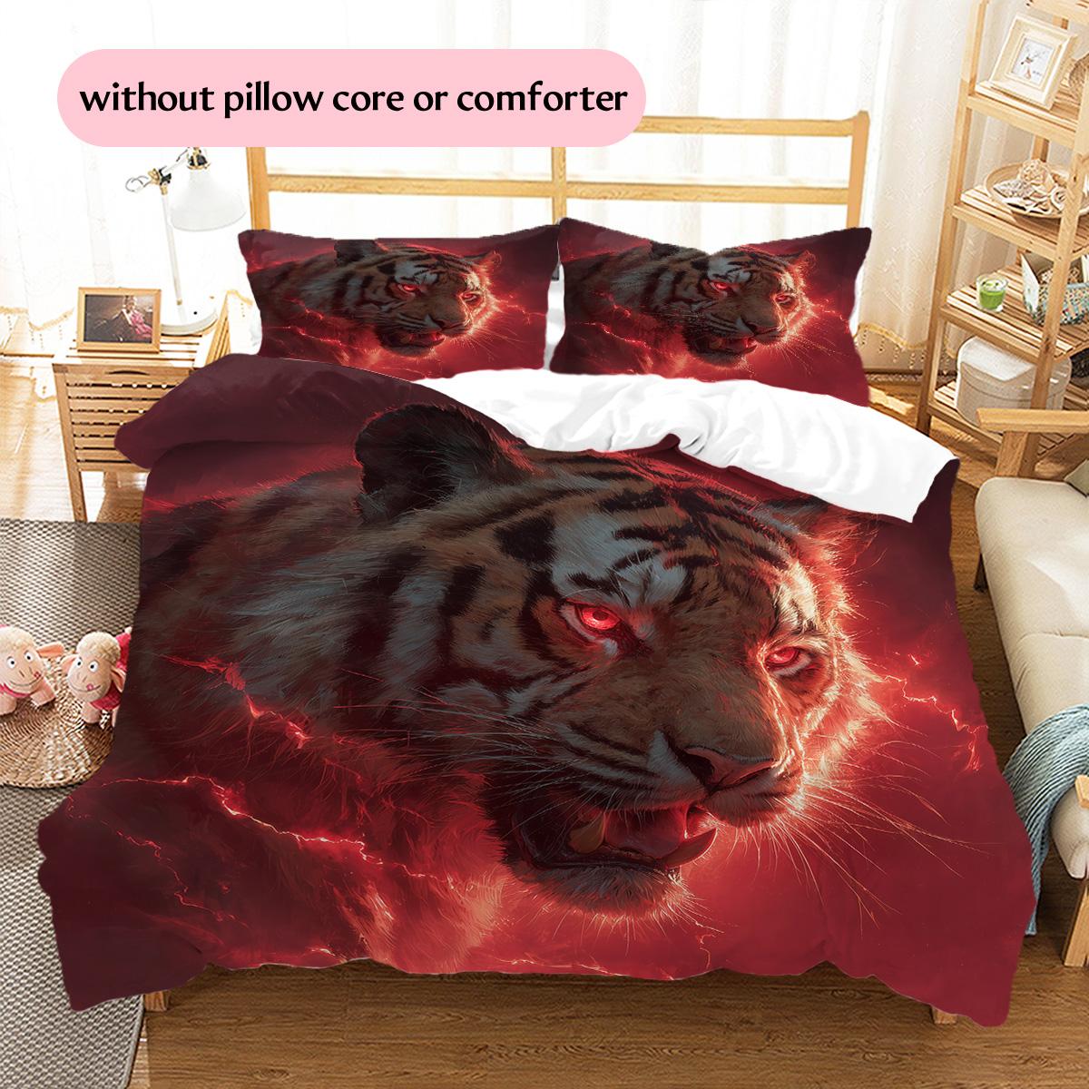 

Red light tiger Pattern Bedding Quilt Set Quilt Cover Pillowcase Home Decoration Gift (1 * duvet cover + 2 * pillowcase, without core) 135x200cm