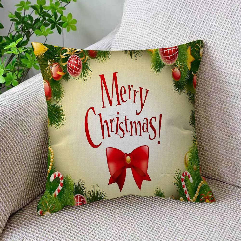 Poszewka na poduszkę Wesołych Świąt Poliester Poduszki na sofę Dekoracyjne poduszki rzucane Wystrój domu Poszewka na poduszkę