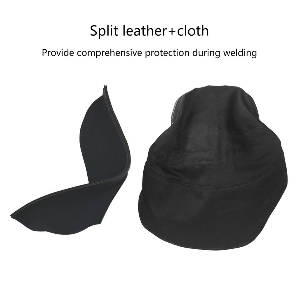 Set 2 Piese Husă Cască Sudură și Bavetă Material Piele Rezistent la Căldură Protecție Completă Cap Gât Pentru Lucru Sudură