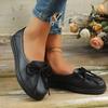 Fashion Classic Bowknot Decoration Pu Slip On Pumps Women 2025 Summer Round Toe Low Heel Loafers Shoes Elegant Soft Sole Nurse Shoes