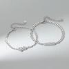1/2 Stück Klassisches Verstellbares Partnerarmband Valentinstag Hand Schmuck Einfaches Dünnes Armband Blumen Anhänger Partner Armreif Mädchen