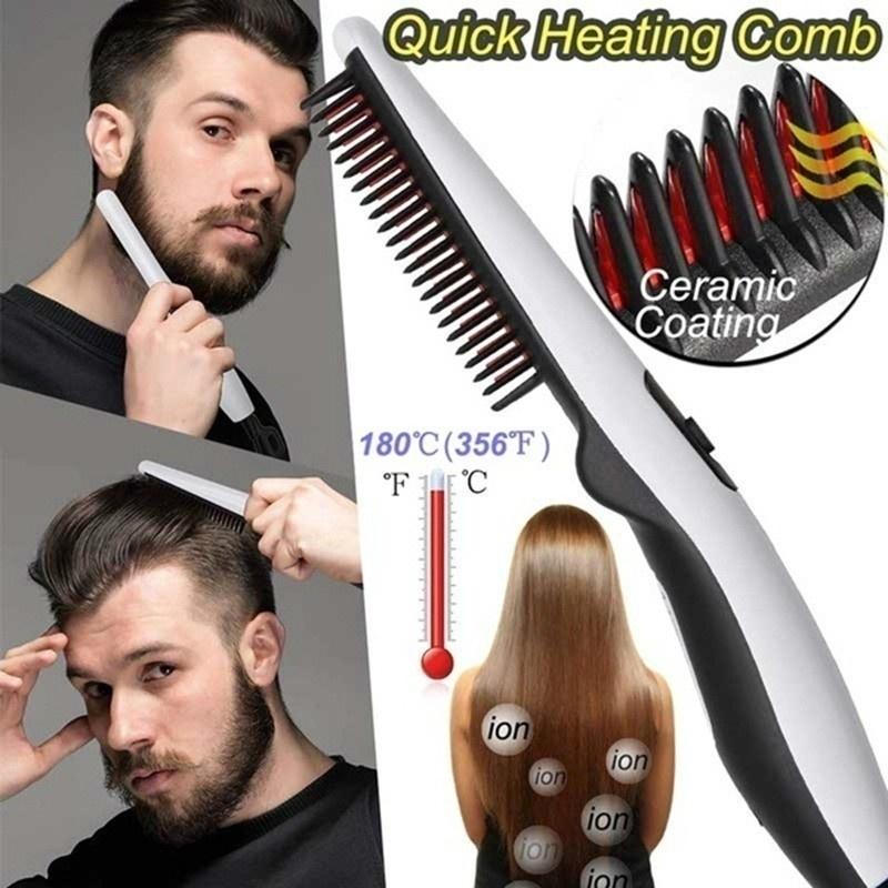 Buy PULAA Beard Straightener Comb Quick Heated Brush Styler For Mens