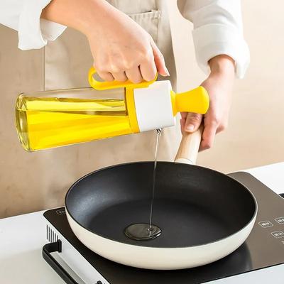 2 In 1 Oil Dispenser with Silicon Brush BBQ Oil Spray Glass Bottle Silicone for Barbecue Cooking Seasoning Bottle Kitchen Tool