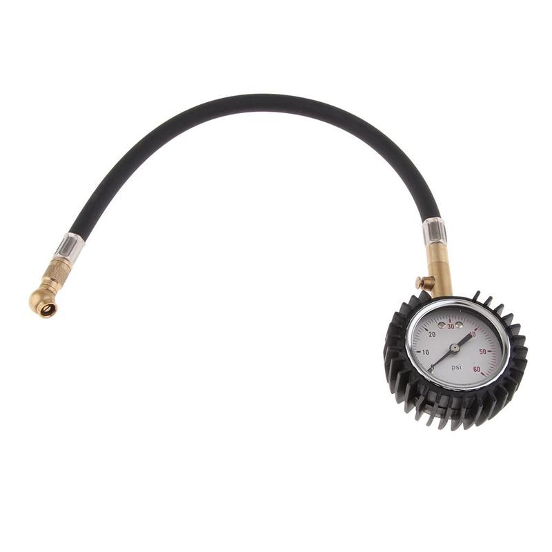 Auto Tyre Air Pressure Gauge 0-60PSI High Accuracy Plastic Dial Meter for Car and Motorcycle Use