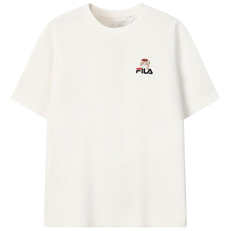 Хлопковая футболка с коротким рукавом FILA свободного кроя с принтом кота XXL
