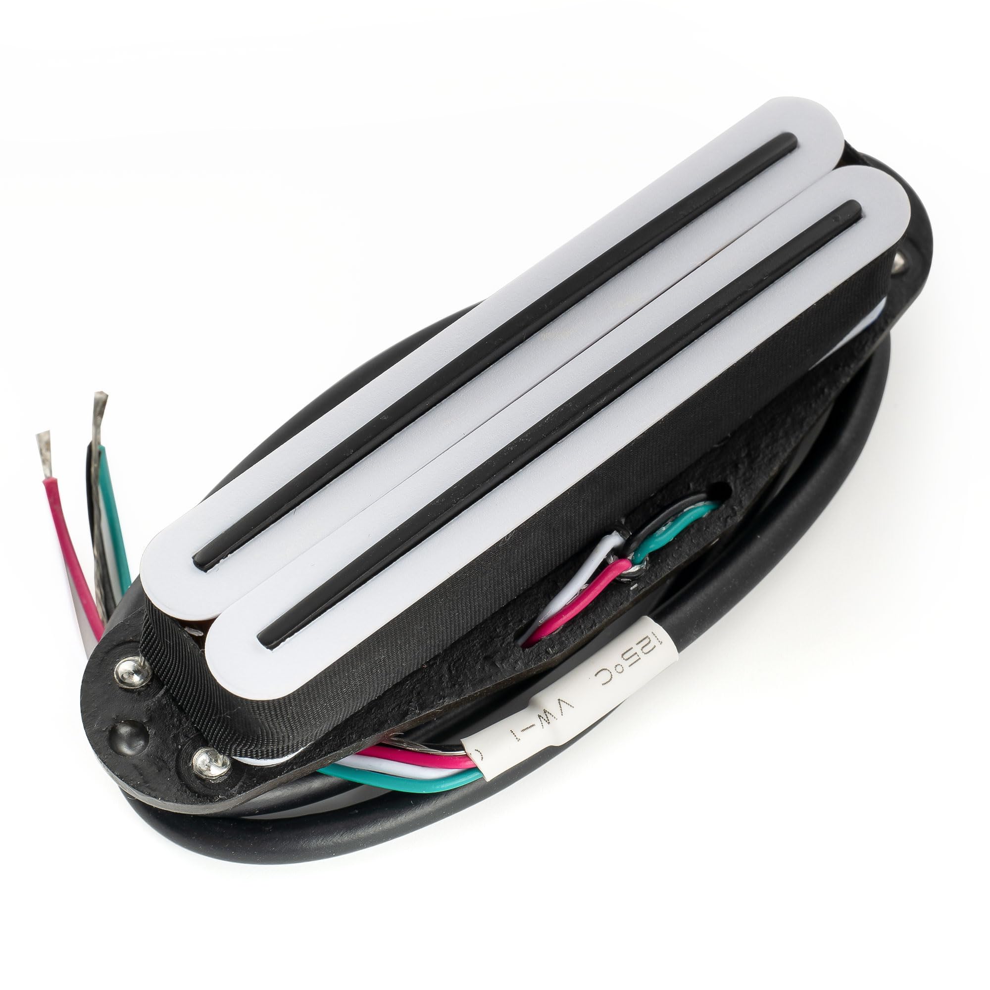 

Musiclily Pro ST-DPLA Alnico 5 Single-Size Humbucker Pickup, 6.2K, for Strat Electric Guitars, White Body, Black Rails