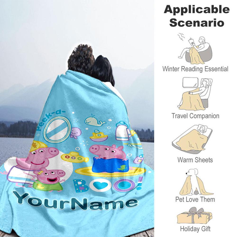 Peppa Pig Customize Text Blanket Multi-purpose Customizable Blanket Durable Comfort Throw For Livingroom Living Room Office Sofa