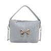 Trendy Single Shoulder Crossbody Bag With Elegant Bow Design For Women In Black Pink White And Blue