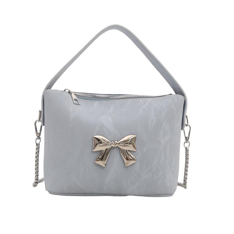 Trendy Single Shoulder Crossbody Bag With Elegant Bow Design For Women In Black Pink White And Blue
