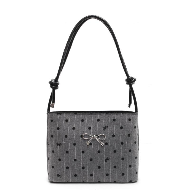 New Niche High End Canvas Polka Dot Fashionable One Shoulder Bow Niche Hand Armpit Bag Crossbody Bag