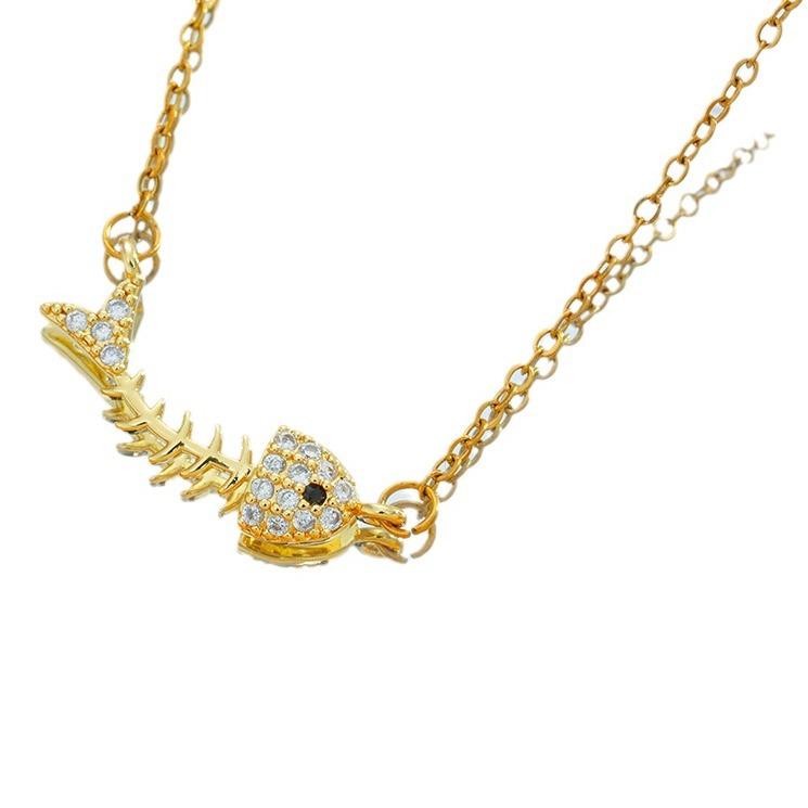 Fish Bone Pendant Necklace for Women Simple and Versatile Collarbone Chain New Style Trendy