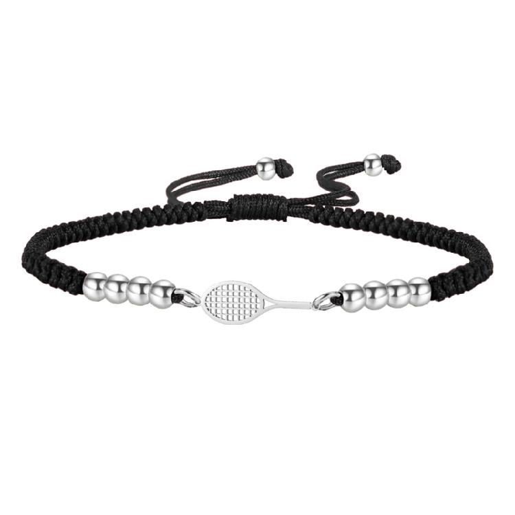 

Adjustable Rope Bracelet With Artistic Hollow Racquet Pendant For Fashion Enthusiasts