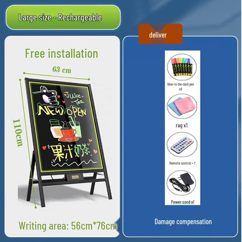 Small Luminous Blackboard Display Stand for Shop Advertising and Handwritten Signage