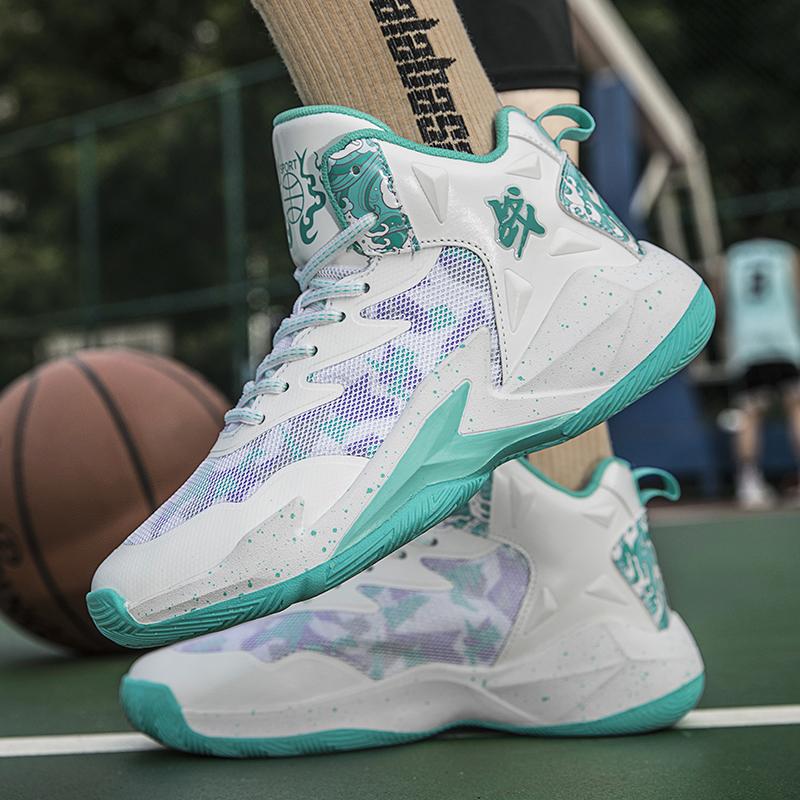 Family Mesh Surface Breathable Shock Absorbent Rebound Actual Combat Basketball Shoes Wear Sports Shoes for Male Students