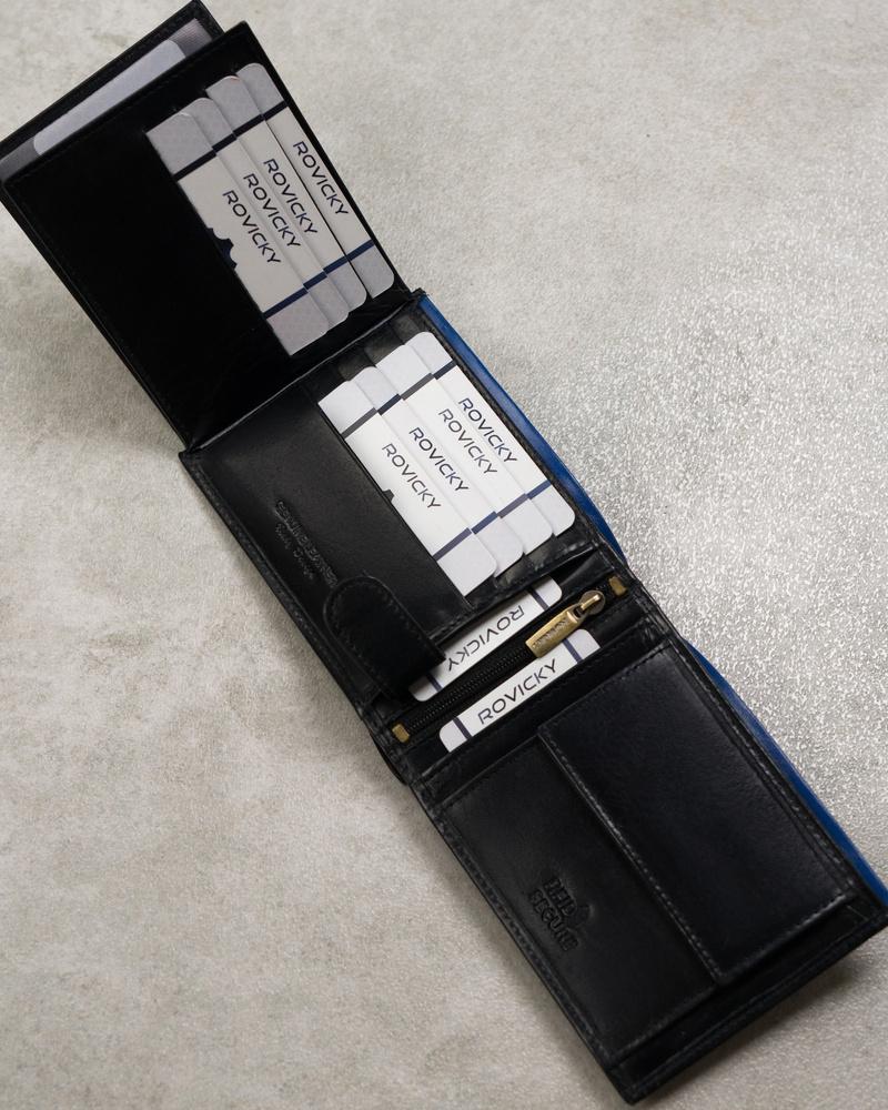 Men's Leather Wallet N992-RVT Black+Navy