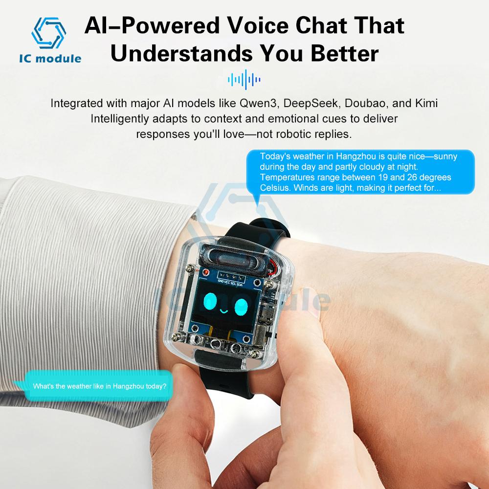 ESP32-S3 AI Smart Watch Development Kit - 0.96" OLED Display with Xiaozhi Voice Assistant for Artificial Intelligence Dialogue