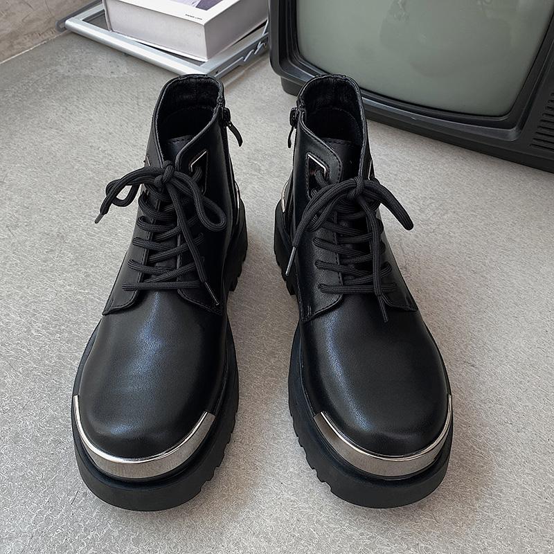 Luxury Brand High Quality Leather Women Men New British High Top Boots Leather Motorcycle Boots Fashion Trends Side Zipper Boots