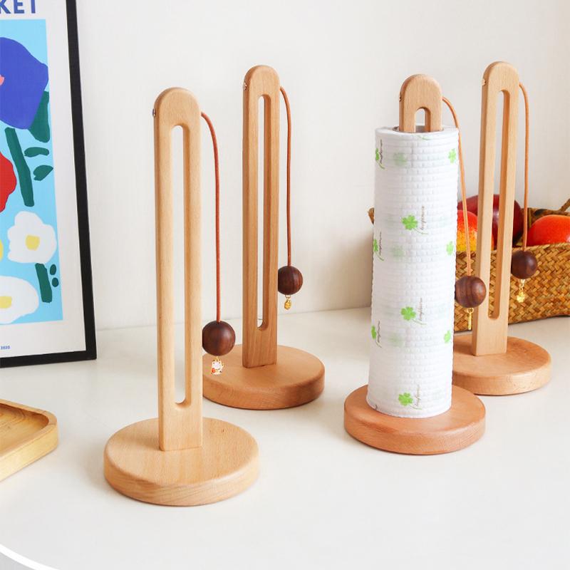 Dřevěný držák na papírové ručníky, odolný protiskluzový vertikální stojan na kapesníky, háček do kuchyně, koupelny, obývacího pokoje, restaurace