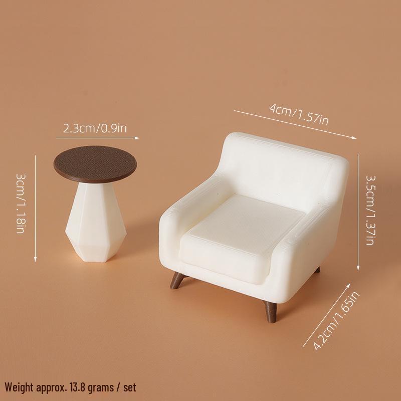 Dollhouse Miniature Living Room Sofa, Coffee Table & Chairs Set