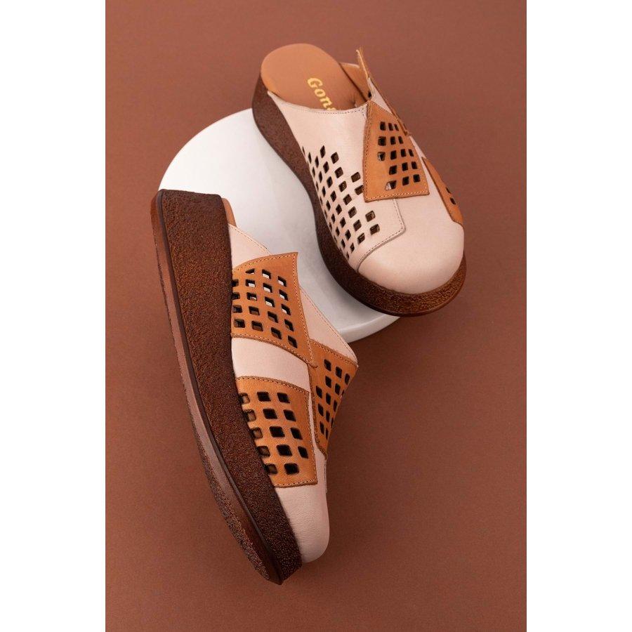 Women's Genuine Leather Wedge Heel Casual Summer Slippers Clogs