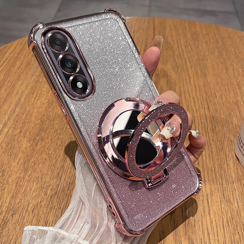 

For Oneplus Nord 5 CE5 Plating Glitter Mirror Holder Silicone Shockproof Case for One Plus ACE 5 Ultra Magnetic Stand Back Cover For Nord 5