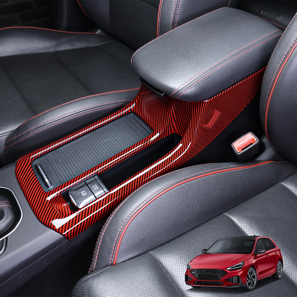 EEJQ9 LHD/RHD For Hyundai I30 2024 2025 Car Tuning Carbon Fiber Red Front Row Water Cup Frame Trim Interior Replacement Parts