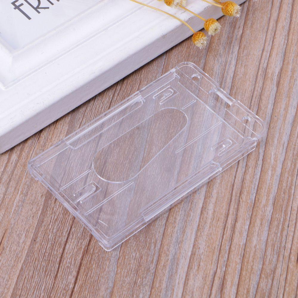 10x6cm Plastic Vertical Clear Badge Holder Double Card ID case Transparent