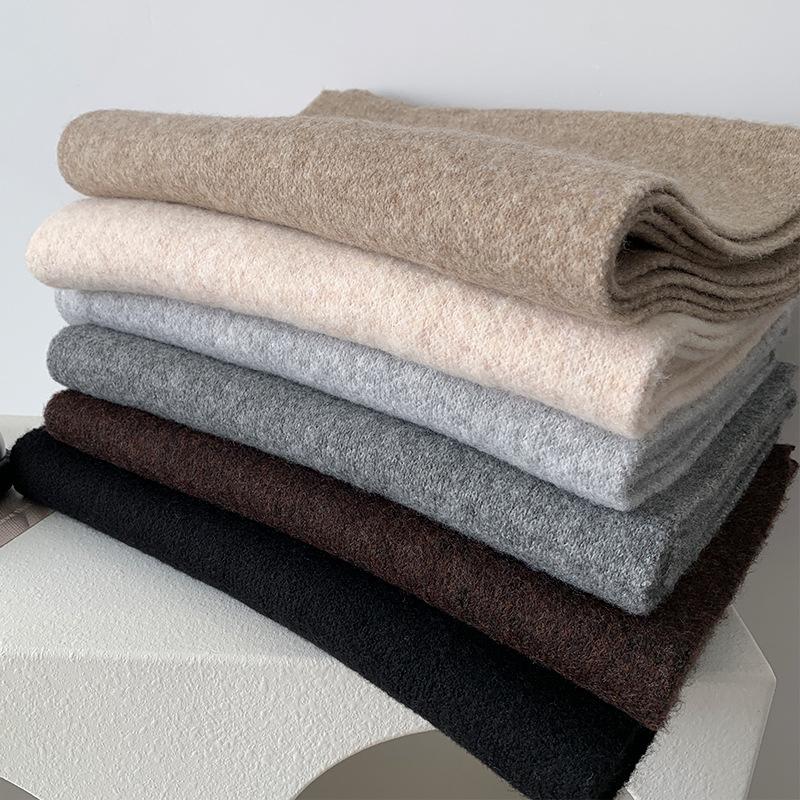 Korean Version Wool Blend Scarf Women Men Fall Winter Soft Warm OL Solid Color Muffler High-quality Thick Warm Scarf Male Female