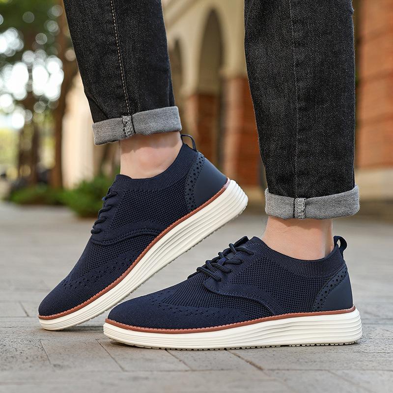 Popular lightweight lace-up British casual men's shoes breathable fly-woven loafers men's large-size mesh shoes tide