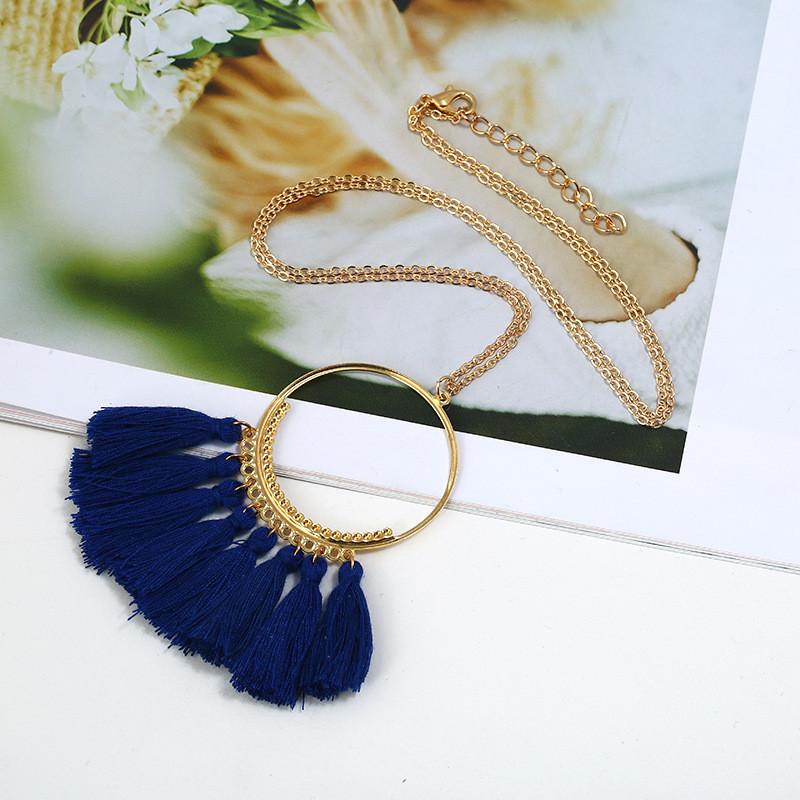 Stylish Pendant Tassel Necklace With Electroplate Finish For Summer Outfits