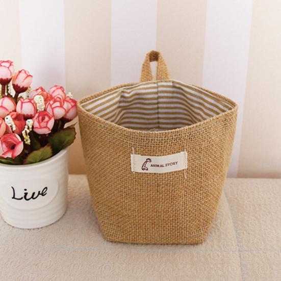 Aufbewahrungstasche, zusammenklappbar, schöner Mini-Aufbewahrungskorb aus Baumwollleinen für den Haushalt