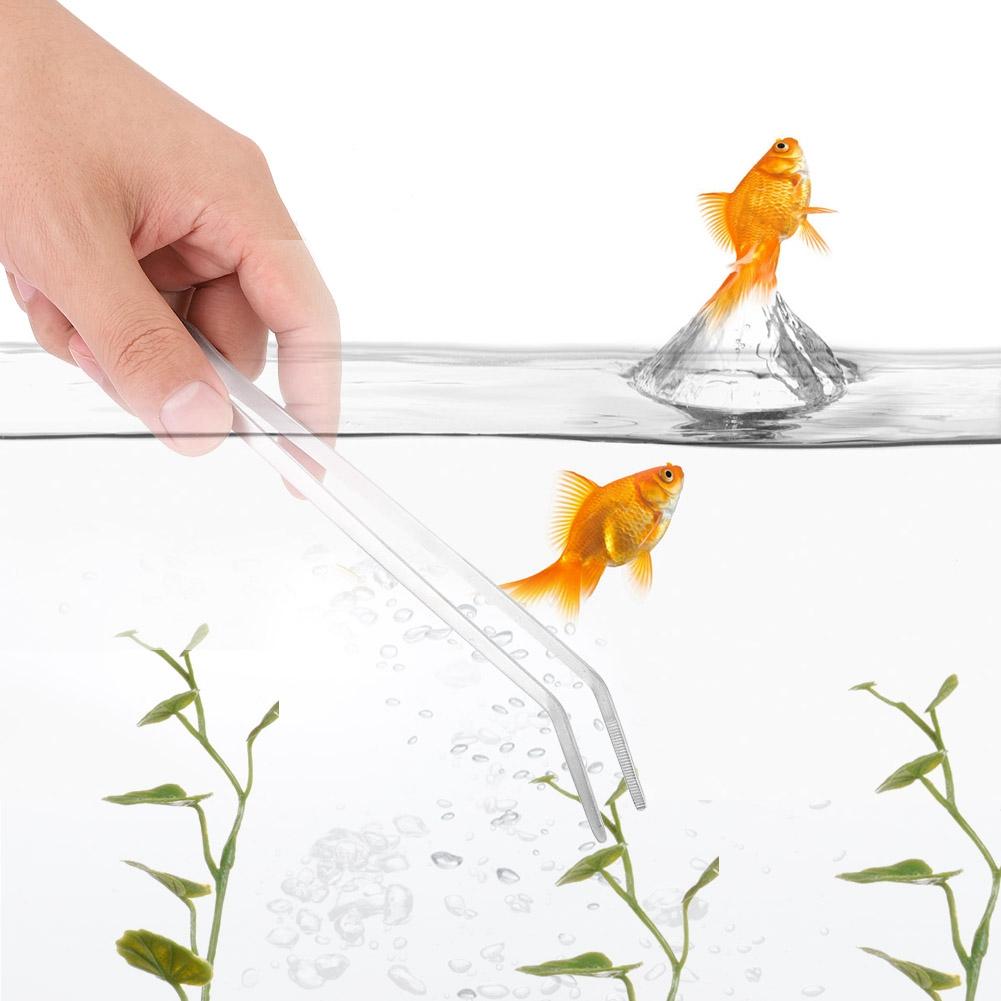 Stainless Steel Aquarium Water Plants Fish Tweezers Aquascaping Tool(27cm Straight Head)