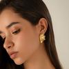 Elegant Design Gold Color Flower Petal Stud Earrings for Women Vintage Trendy Leaves Geometric Piercing Earrings Party Jewelry