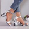 Neue 2024 Fashion Square Dicken High Heels Sandalen Schuhe für Frauen Weibliche Peep Toe Pumps Damen Ankle Strap Plattform Schuhe Größe 43