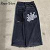 RogueWave Übergroße Lockere Hip-Hop Besticktes Muster Harajuku Jeans Amerikanischer Modetrend Y2K Lockere Jeans Herren Weite Hosen Street